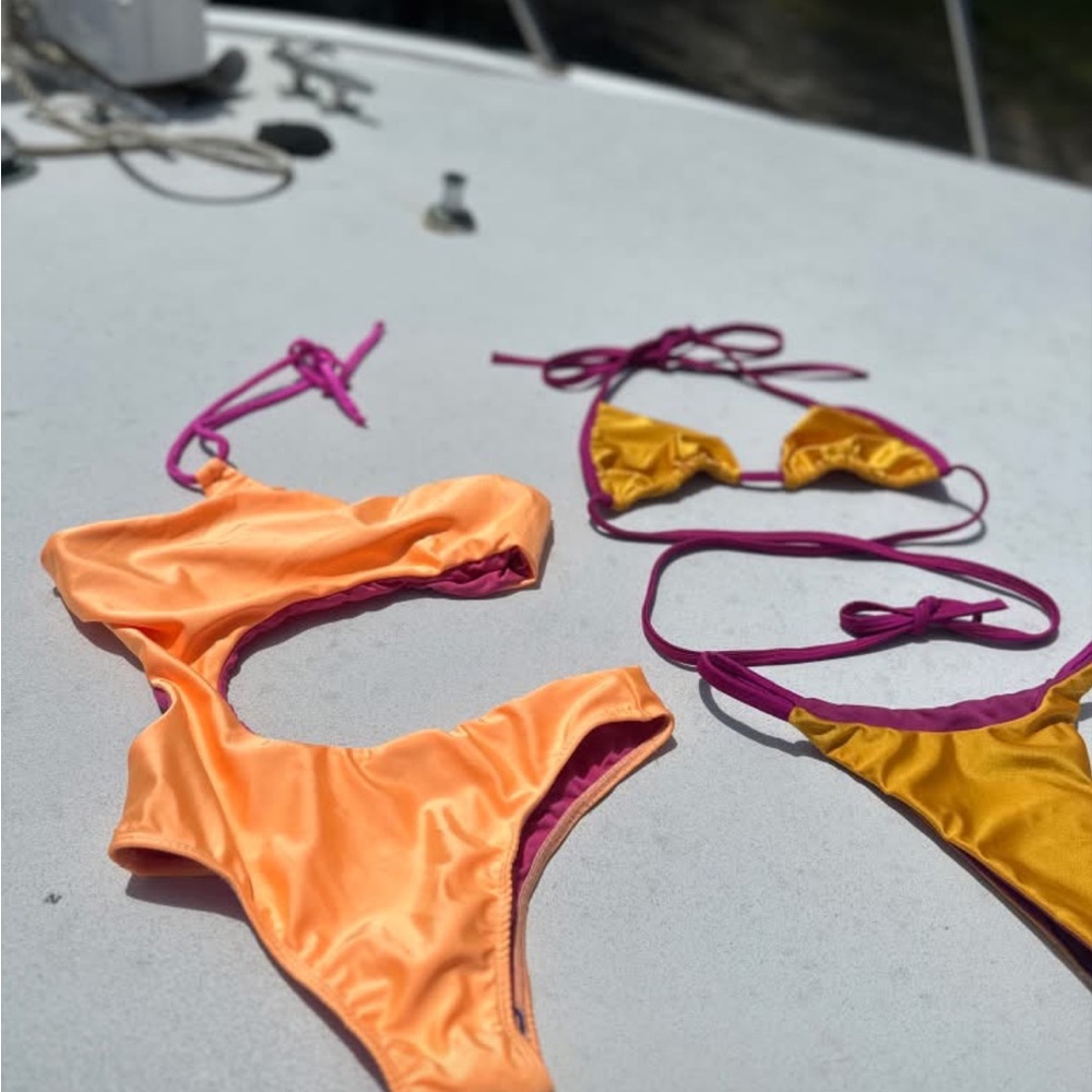 Orange and Purple Bikini Set
